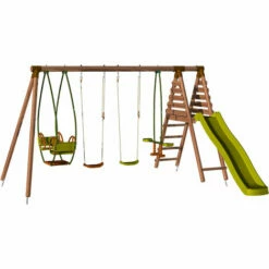 SOULET Balançoire En Bois Traité 4 Agrès Et Toboggan Jacinthe