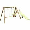 SOULET Balançoire En Bois Traité 3 Agrès Et Toboggan Figue