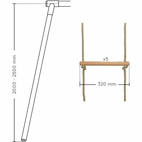 Echelle Pour Portique 5 Barreaux Bois Et Corde (agrès) - Soulet