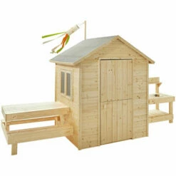 SOULET Cabane En Bois Avec Table Et Mini-cuisine Pour Enfants – Blanche