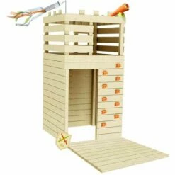 SOULET Cabane En Bois Pour Enfants Et Ado Avec Mur Escalade - Knight