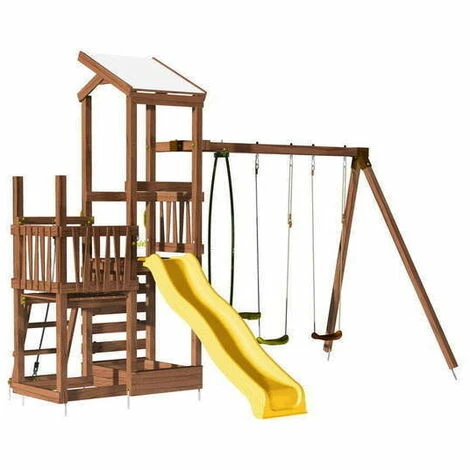 Soulet Aire De Jeu MAOLA Avec Portique - 3 Agrès, Double Plateforme, Toboggan Et Mur D'escalade
