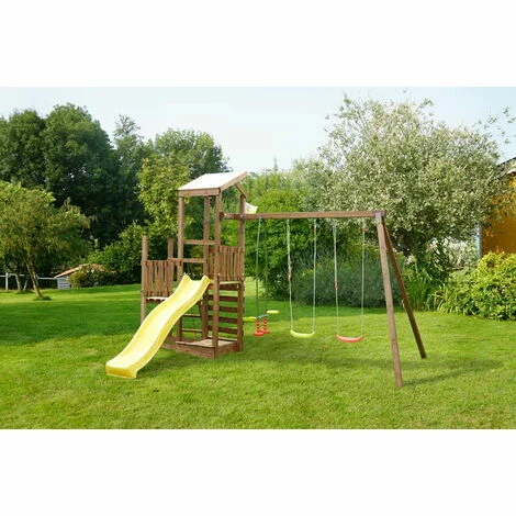 Soulet Aire De Jeu MAOLA Avec Portique - 3 Agrès, Double Plateforme, Toboggan Et Mur D'escalade – Image 2